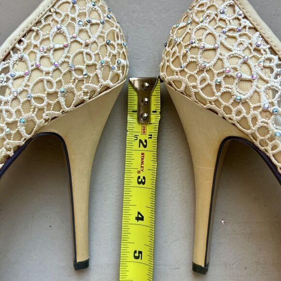 Lady Couture Ivy Peep Toe Gold Lace Mesh Stiletto Heels NIB Women’s EU 40 US 9 - Picture 13 of 16